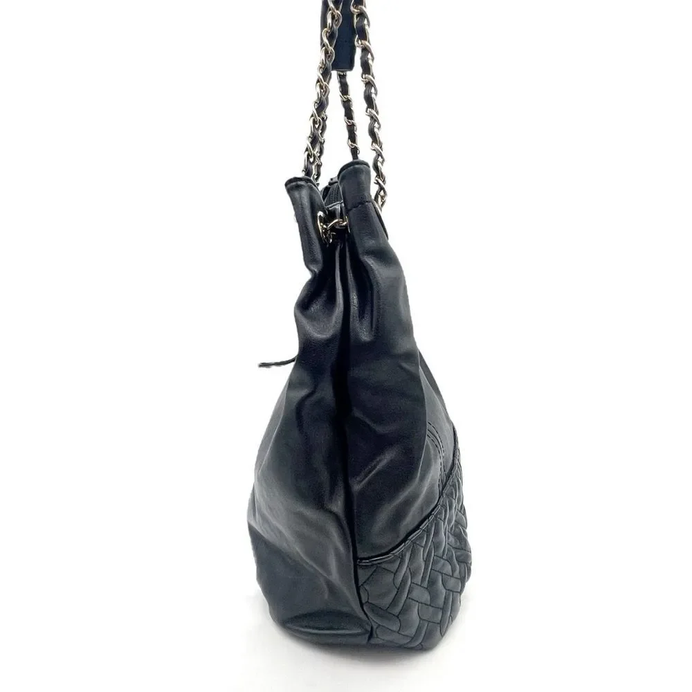 Big Buddha Black Hobo Shoulder Bag Chain Strap Faux Leather Large Slouchy Purse